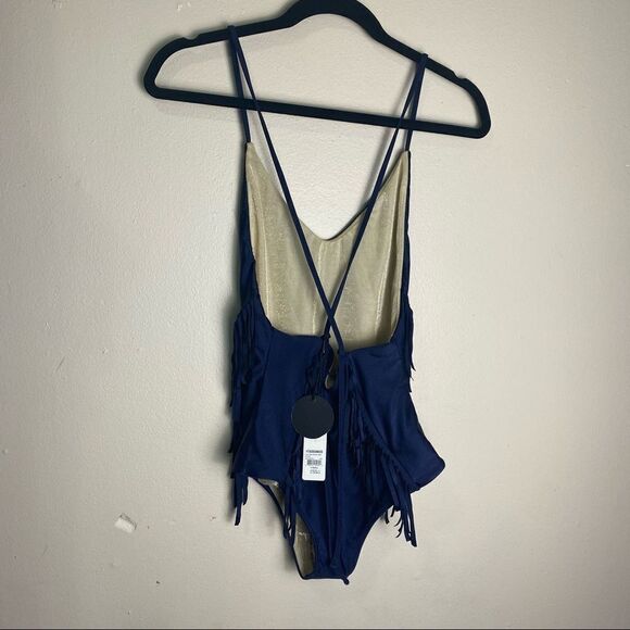Amuse Society Fallon Fringe One Piece Faded Indigo - Picture 7 of 13